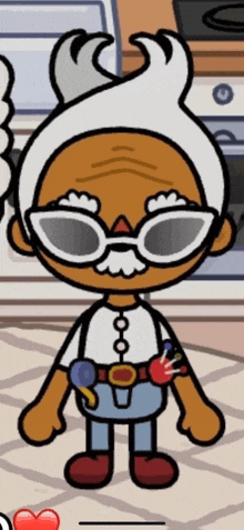 a cartoon character wearing suspenders and sunglasses