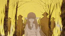 a girl with long hair and elf ears is standing in a forest