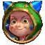 a pixel art drawing of a child wearing a green hood with cat ears .