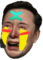 a man with a cross on his forehead is crying with yellow tears