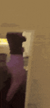 a blurry picture of a person in a purple jacket