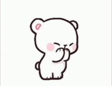 a cartoon of a man being kissed by a teddy bear with a heart behind him