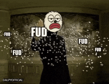 a cartoon character is surrounded by bubbles and says fud