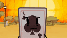 a cartoon playing card with the ace of spades on it
