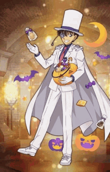Detective Conan Kaito Kid GIF - Detective Conan Kaito Kid Happy Halloween GIFs