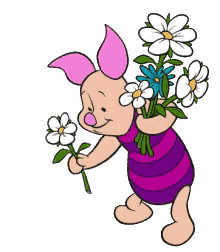 piglet flower flowers sharing is caring giving flowers