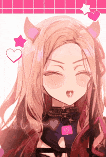 a drawing of a girl with horns and a heart on her head