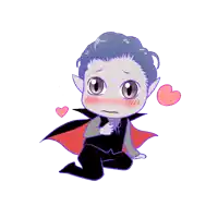 a cartoon drawing of a vampire with a red cape