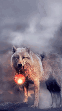 wolf candle light foggy