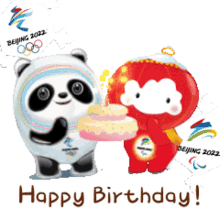 happy birthday bing dwen dwen shuey rhon rhon winter olympics2022 olympics