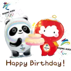Happy Birthday Bing Dwen Dwen Sticker - Happy Birthday Bing Dwen Dwen Shuey Rhon Rhon Stickers