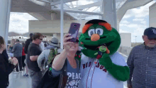 Boston Red Sox Wally The Green Monster GIF - Boston Red Sox Wally The Green Monster Selfie GIFs