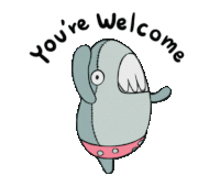 a shark wearing pink polka dot shorts says " you 're welcome "