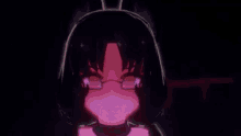 a close up of a girl wearing glasses and a bunny ears headband .