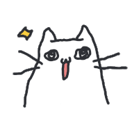 a drawing of a cat with a surprised look on his face