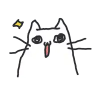 a drawing of a cat with a surprised look on his face
