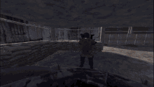 a soldier in a video game is wearing a green helmet and holding an assault rifle and says bandana sentinel