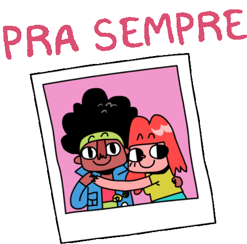 Couple'S Polaroid Photo And Forever Caption In Portuguese Sticker - Love You Hate You Pra Sempre Stickers