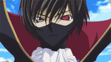 a cartoon character with a red eye and a red cape