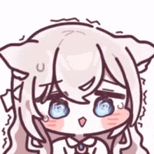 a drawing of a girl with cat ears and long hair .