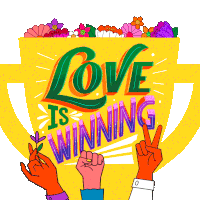 Our Love Is Winning Flowers Sticker - Our Love Is Winning Flowers Trophy Stickers