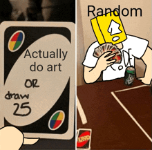 a card that says actually do art or draw 25 on it