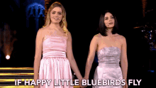 if happy little bluebirds fly singing duo vocalists on stage