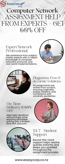 an advertisement for computer network assignment help from experts - get 60 % off