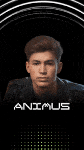 a poster with a man in a leather jacket and the name animaus on it