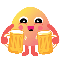 Dough Boy Holds Two Glasses Of Beer And Does A Toast Sticker - Holiday Timefor Dough Boy Cheers Beer Stickers