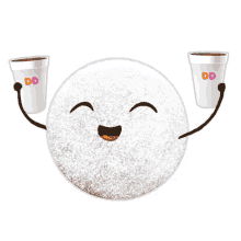 Powdered Sugar Happy Coffee GIF - Dunkin Donuts Happy Coffee GIFs