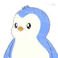 a penguin is surrounded by mathematical equations including d = 3 c =
