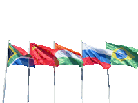a row of flags including one from brazil