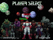 a player select screen shows a group of characters