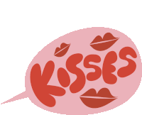 Kisses Red Lips Around Kisses In Red Bubble Letters Inside A Pink Speech Bubble Sticker - Kisses Red Lips Around Kisses In Red Bubble Letters Inside A Pink Speech Bubble Muah Stickers