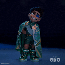 a cartoon character from the movie elio is wearing a green cape