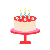 a birthday cake with three candles on top