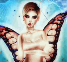 a painting of a woman with butterfly wings and a heart in her hair