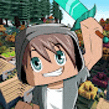 a cartoon character is holding a sword in his hand in a video game .