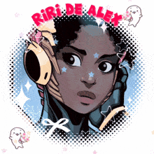 a cartoon drawing of a girl with the name riri de alex on it