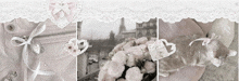 a collage of images including a purse a bouquet of flowers and a purse with a heart on it
