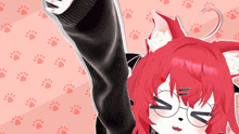 a cartoon character with red hair and glasses has the letter n on her face