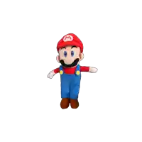 a stuffed mario with a red hat and overalls