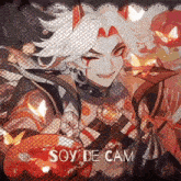 a drawing of a man with horns and the words soy de cam