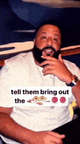 a man with a beard says tell them bring out the basketballs