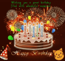 Happy Birthday Birthday Cake GIF - Happy Birthday Birthday Cake Fireworks GIFs