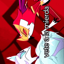 a cartoon character with the words vete a la mierda written on the bottom