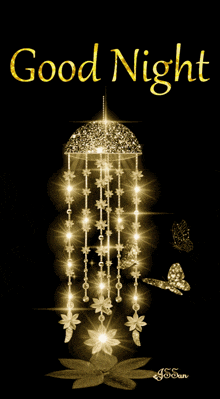 a greeting card that says good night with a butterfly