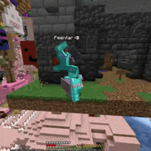 a person is playing a video game in which they are standing on a floating island .