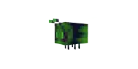 a green and black pixel art of a sheep .
